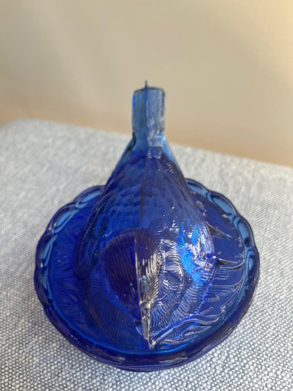 Cobalt Blue Bird On Nest 2 Piece Lidded Candy Dish Dove Robin